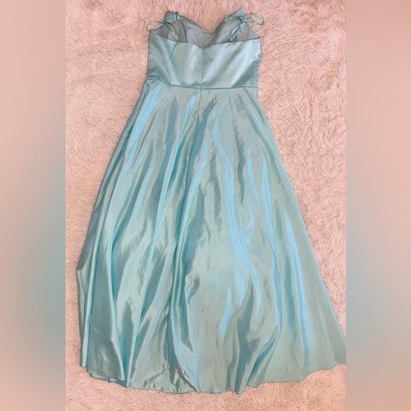 NWOT MAC DUGGAL Aqua Blue Strapless A-Line Large Accent Bow Ballgown Sz 12 - Picture 6 of 7